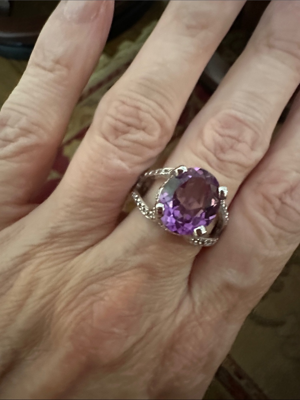 Sterling Silver Purple Amethyst Statement Ring